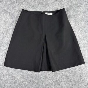 COS Mini Skirt Black Front Pleat A-Line Woven Back Zip Womens Size 4